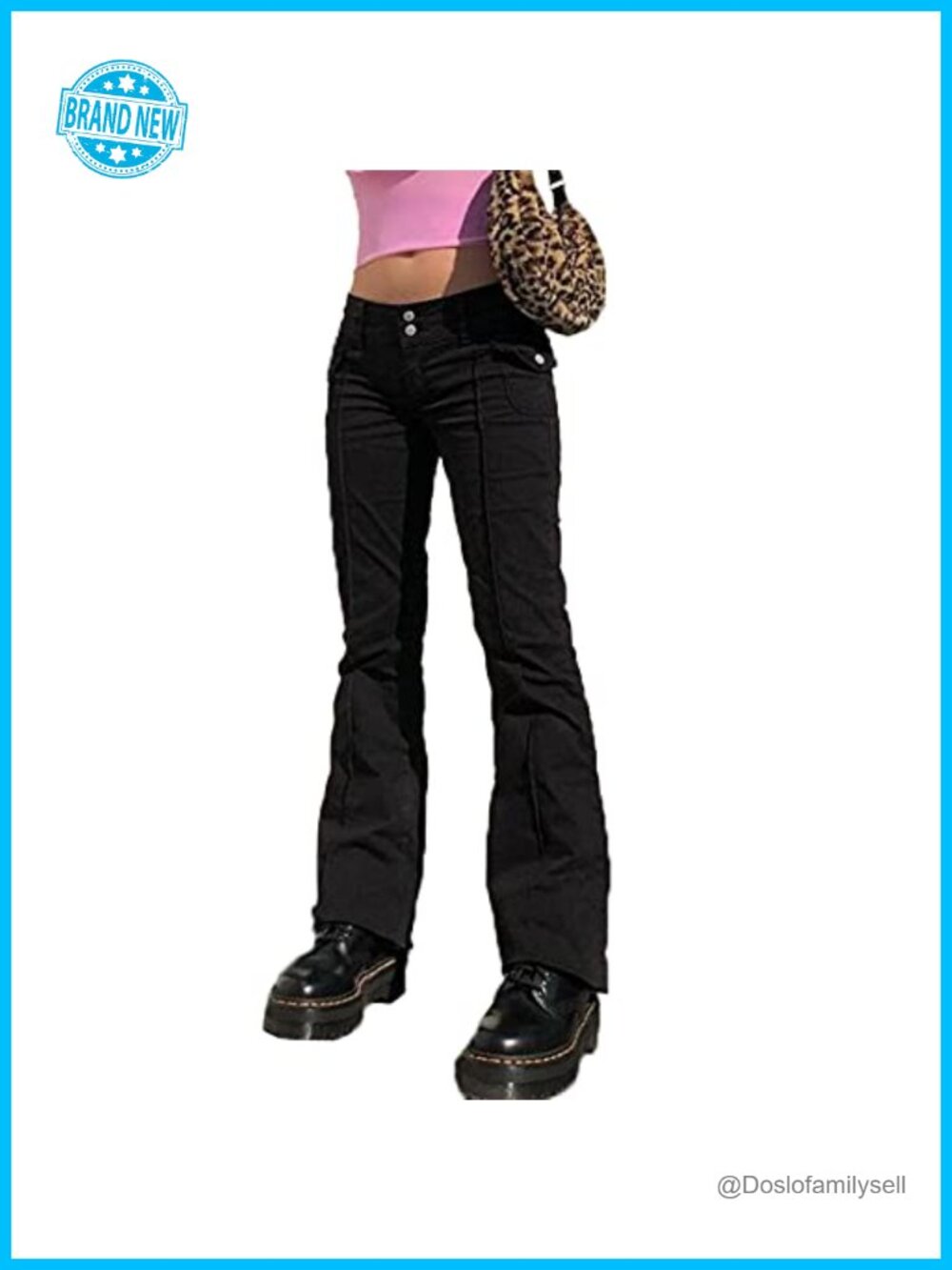 HBER Women's Low Rise Flare Pants Polyester Spandex Bell Bottom Streetwear